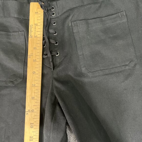 Express Stretch Y2K Lace Up Dress Pants Womens Size 7/8 Black Flare 90s Low Rise - Picture 7 of 8